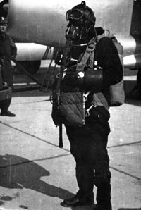 Captain Dulla 5 min. before the takeoff, in a full stratospheric garment